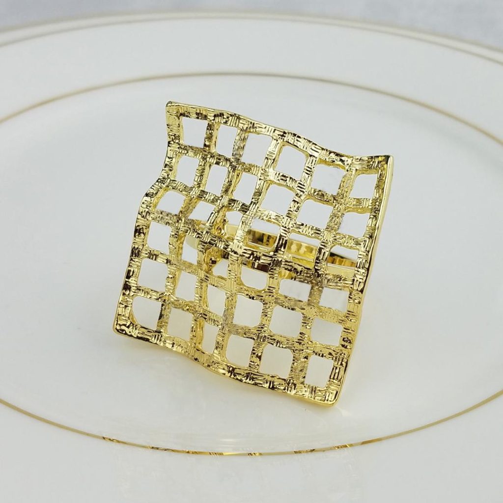 Gold Grid Napkin Ring