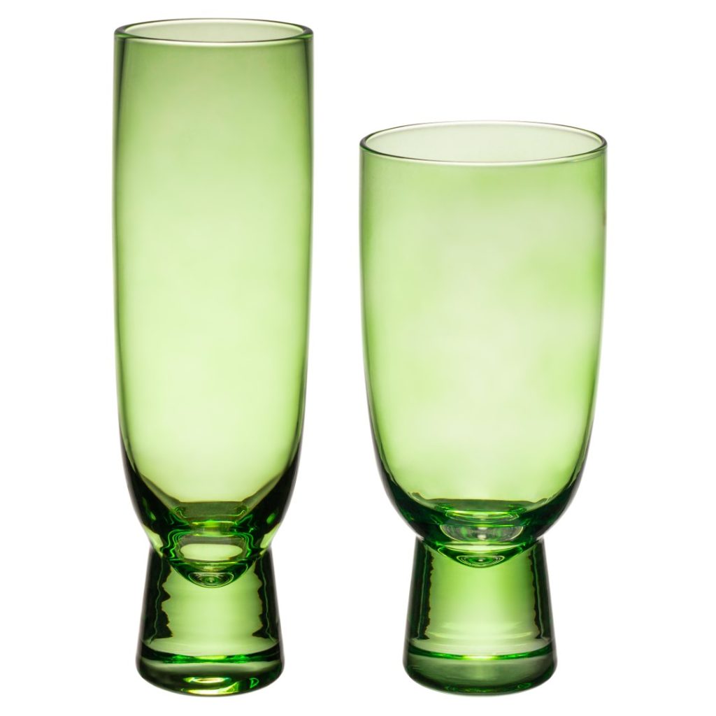 green tropical stemware