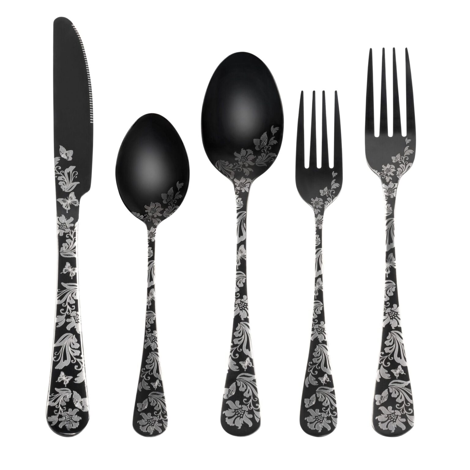 black-floral-flatware-settings-co